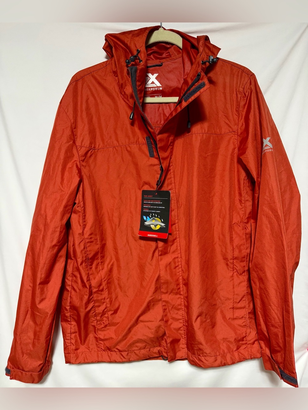 ZeroXposur Men’s Orange Hooded Ripstop Full Zip Windbreaker Jacket Sz M, NWT